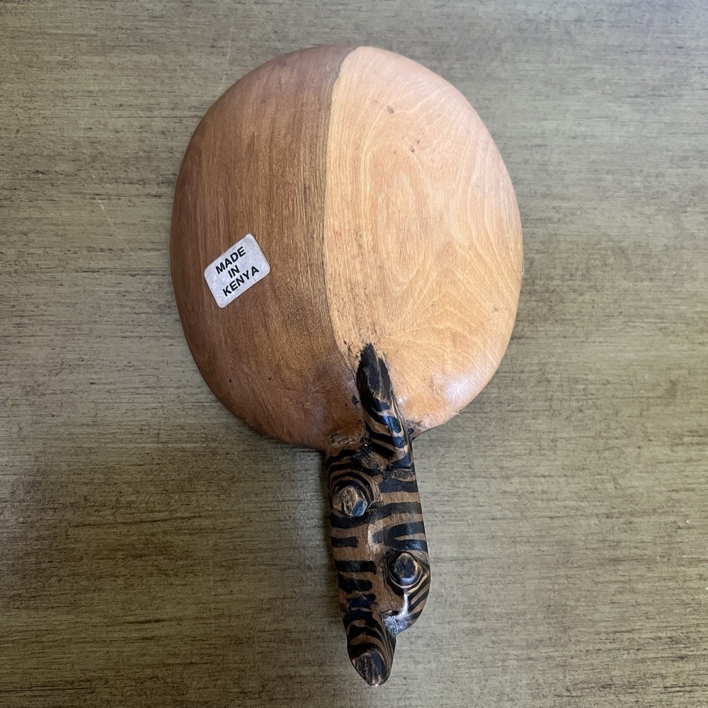 Vintage made in Kenya Hand Painted Hand Carved Wood 8" Zebra Bowl Ethnic African - Picture 7 of 8
